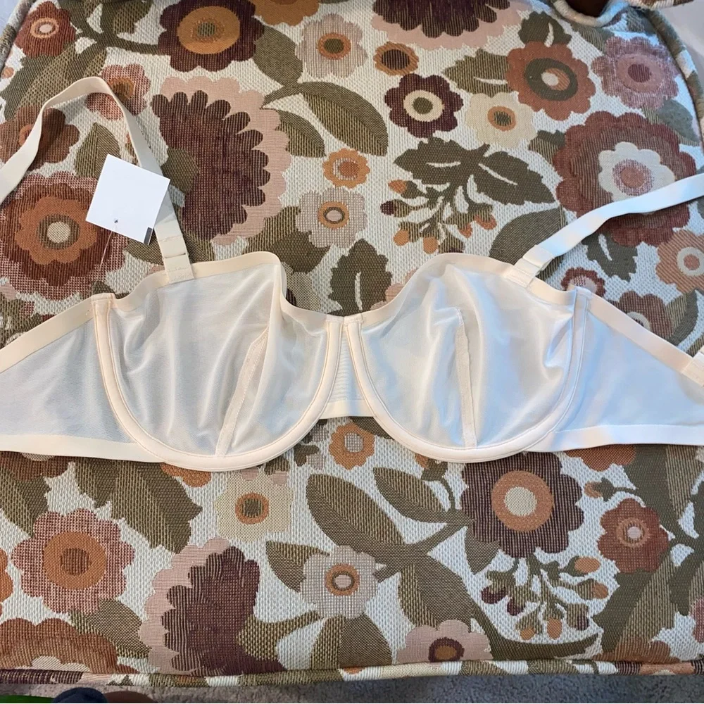NEW CUUP The Balconette Bra Nude Mesh Beige Tan Pearl Sand Underwire Demi Sheer